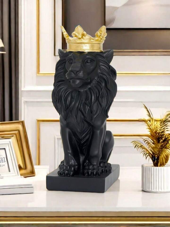 Statuja në formë luani me kurorë gold me 3 përmasa