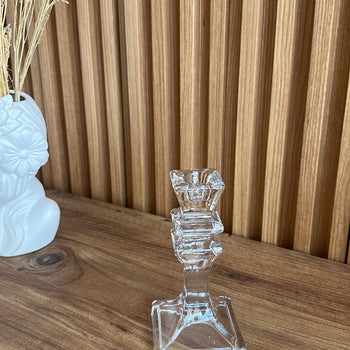 Shandan qelqi trasparent në formë katrore për qiri