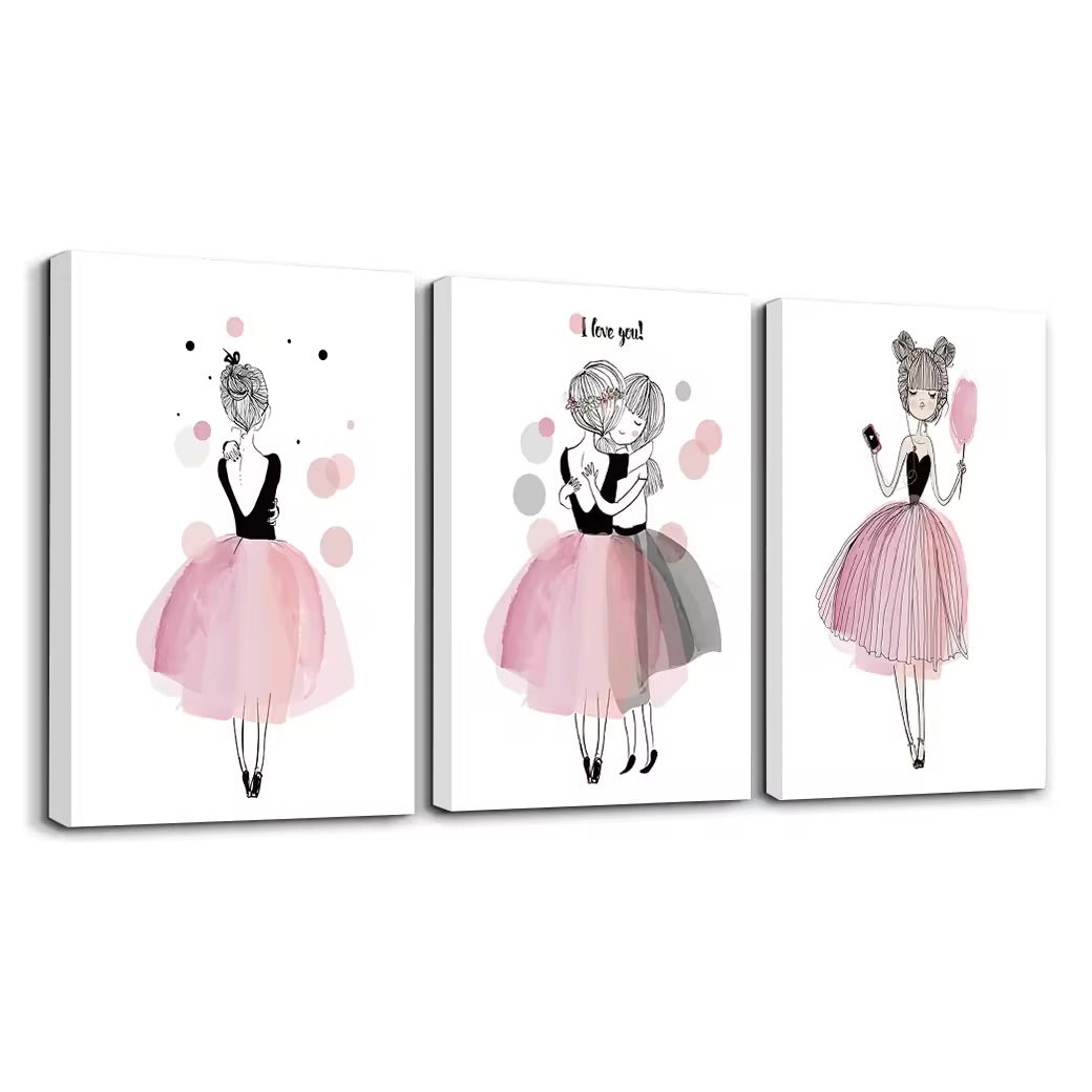 Kanavasë me balerinë në ngjyrën rozë