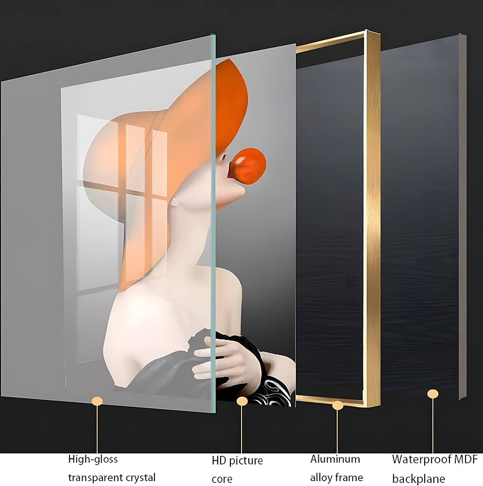 Pikturë me figurë gruaje dhe flutur me gura zbukurues