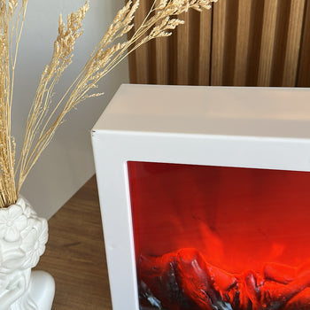 Oxhak elektrik me flakë në formë drejtkëndëshi me korrniza të bardha