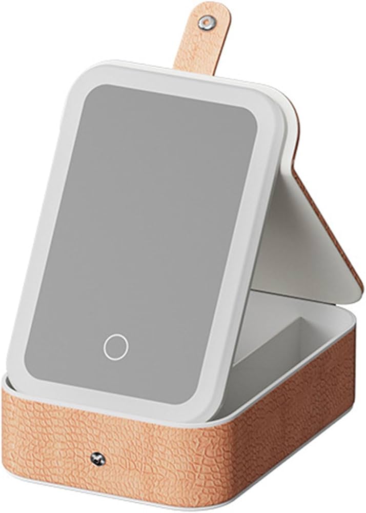 Çantë kozmetike me pasqyrë e dritë LED me disa ndarje