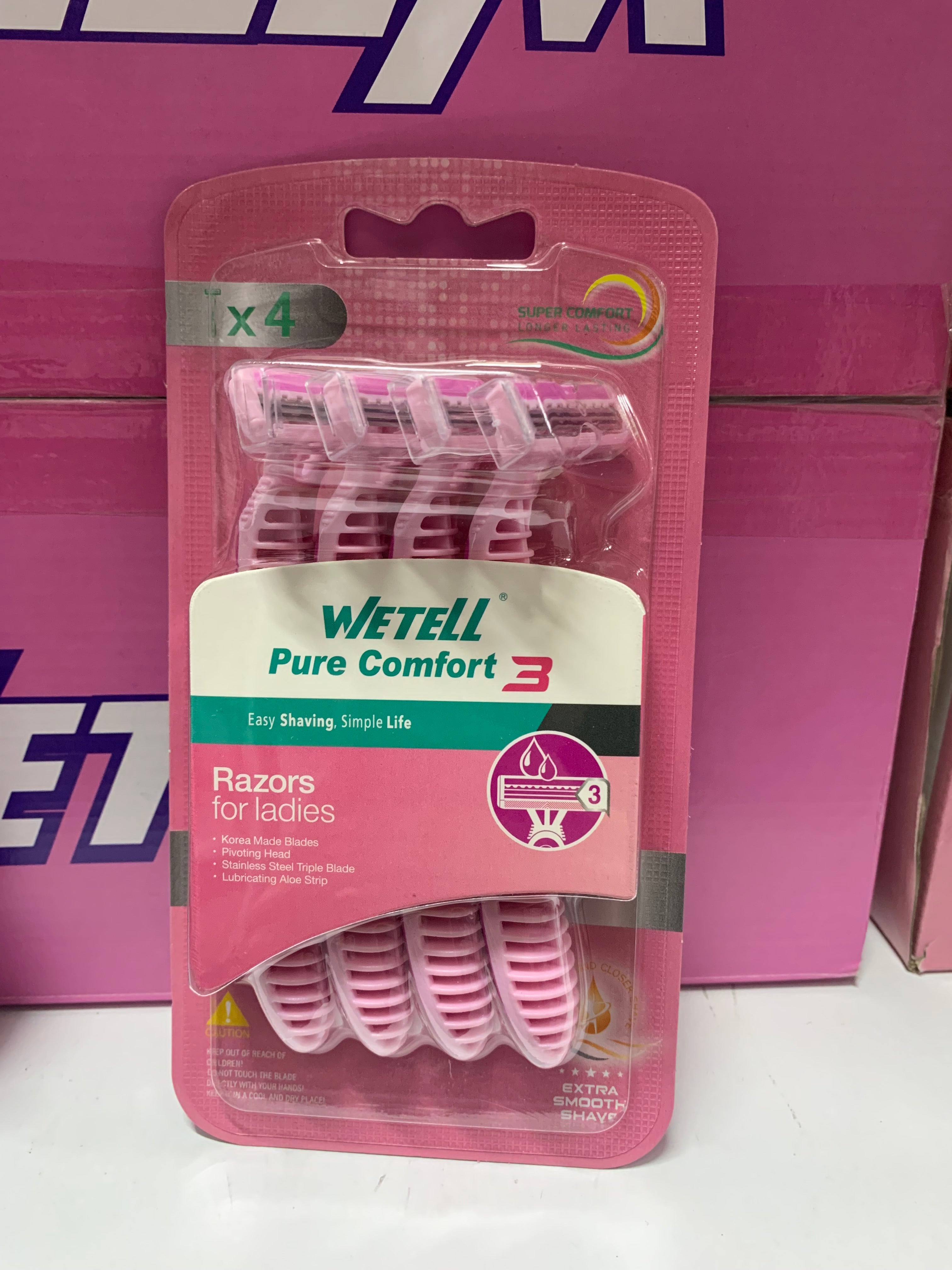 Brisqe për femra me 3 tehe, set 4 copë