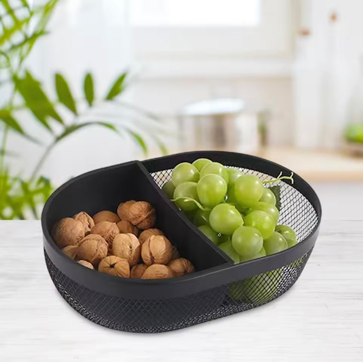 Shportë metalike + plastike me 2 ndarje, formë vezake