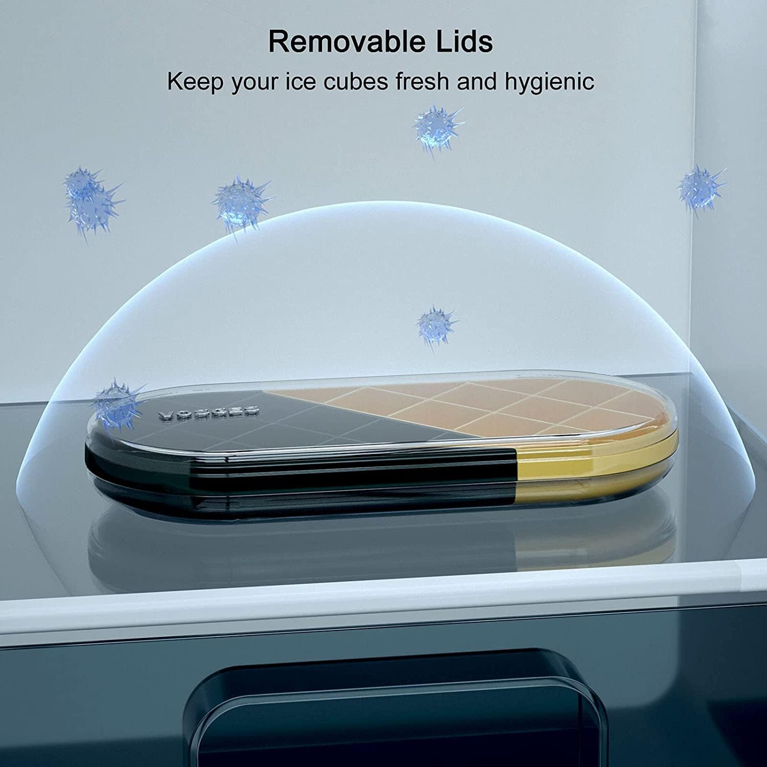 Formë akulli me mbajtëse e kapak transparent, formë trapez