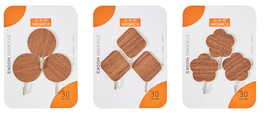 Varëse objektesh me montim në murë, set 3 copë, dizenjo druri