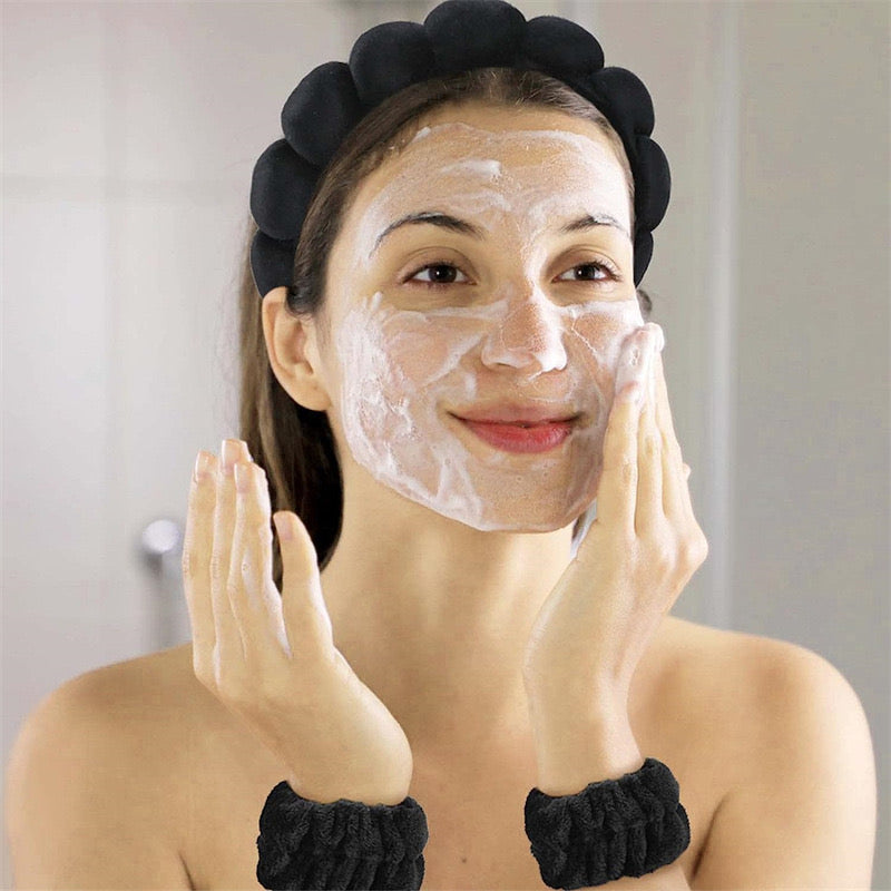 Set Headband & Wristband për Makeup dhe Pastrimin e Fytyrës