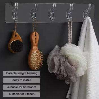 Varëse transparente muri adeziv me 6 mbajtëse