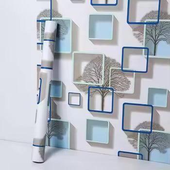 Letër muri me dizenjo formash gjeometrike dhe pemë