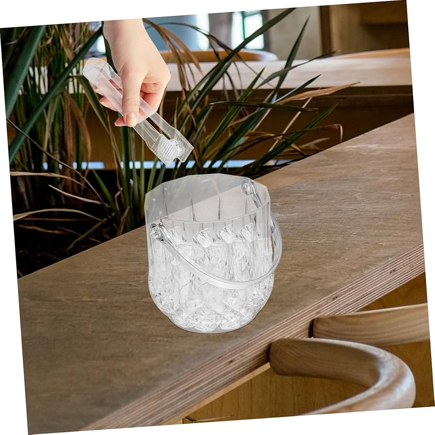 Kovë transparente për të mbajtur akullin me kapëse me forma ovale