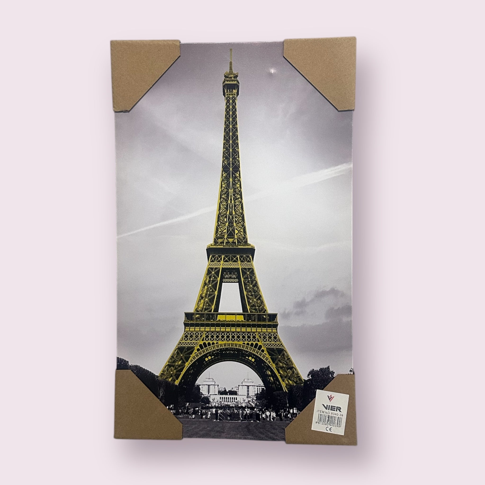 Kanavasë me kullën Eiffel me detaje të verdha