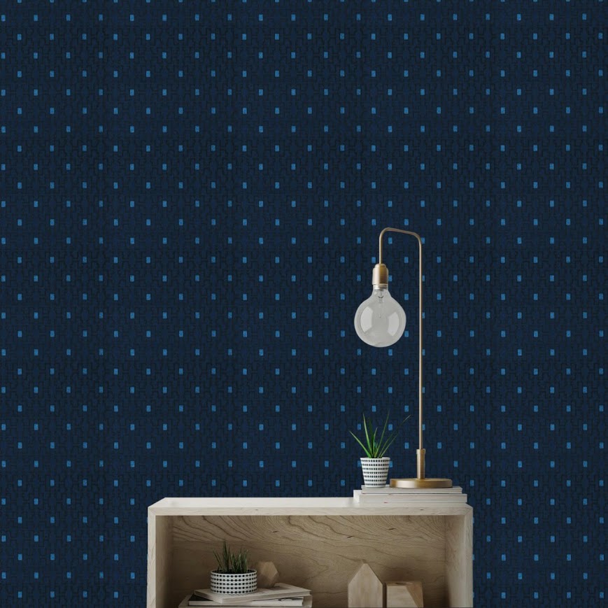 Letër muri me motive gjeometrike ngjyrë blu