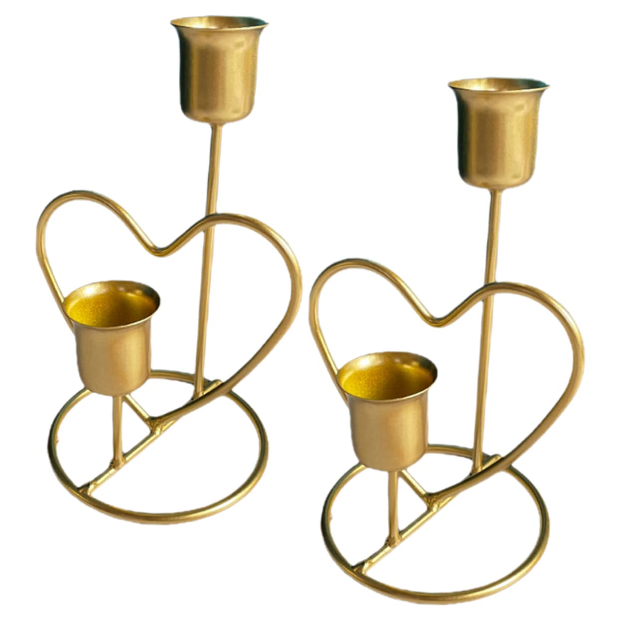 Mbajtëse metalike gold në formë zemre me 2 vende