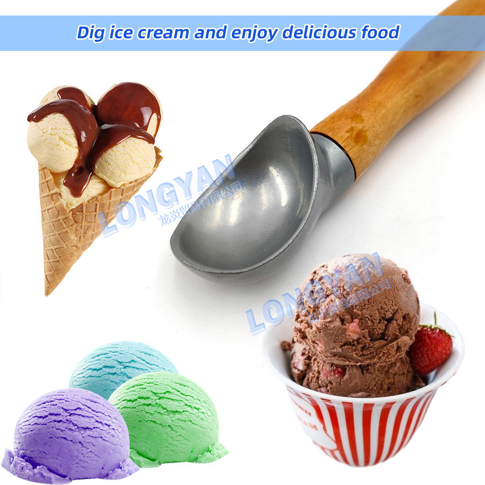 Lugë për akullore me bisht druri