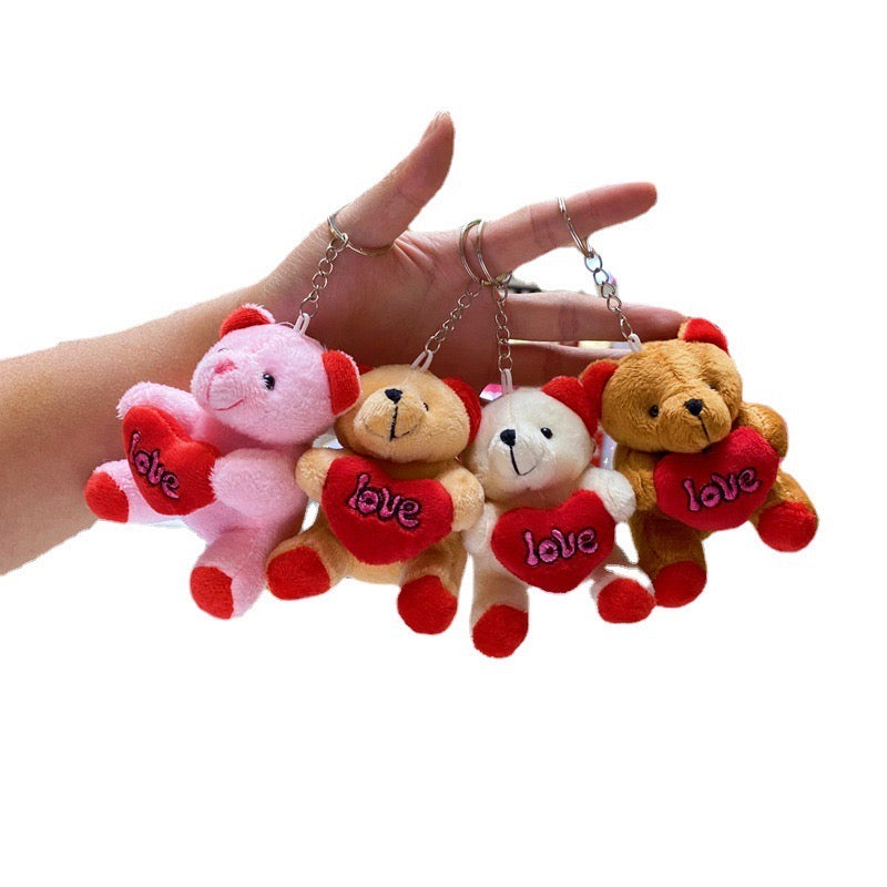 Varëse çelsash prej pellushi (në formë arushi me zemër Love)