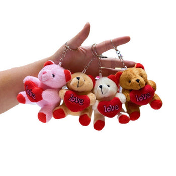 Varëse çelsash prej pellushi (në formë arushi me zemër Love)