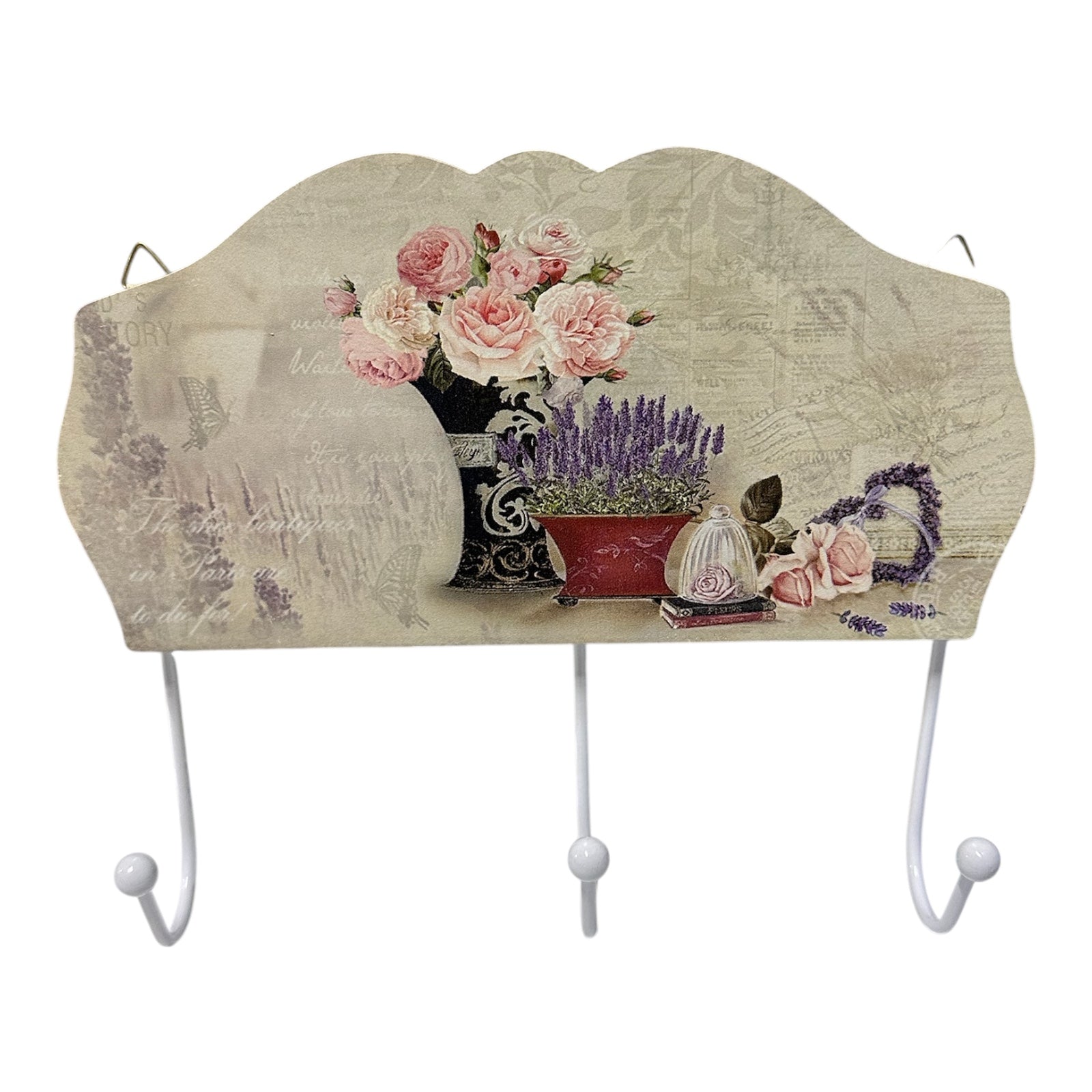 Varëse rrobash murale me 3 hapësira dizenjo lulesh lavender dhe trëndafilash