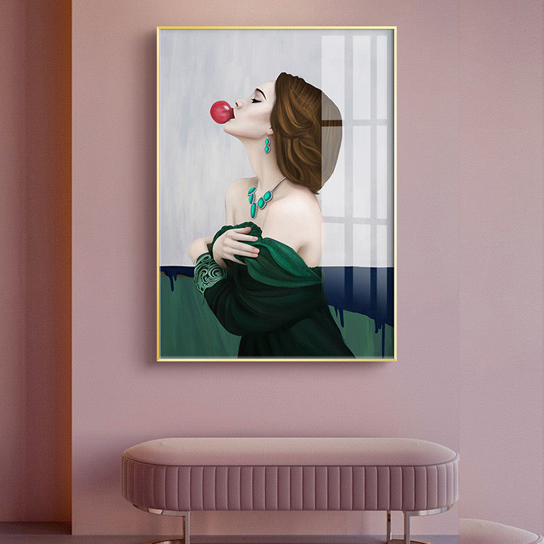 Pikturë me kornizë gold me figurë gruaje