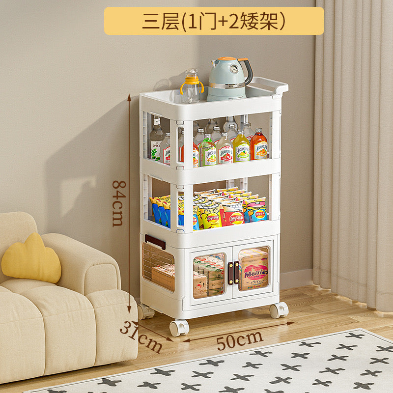 Raft organizues plastik me rrota lëvizëse (2 kate)