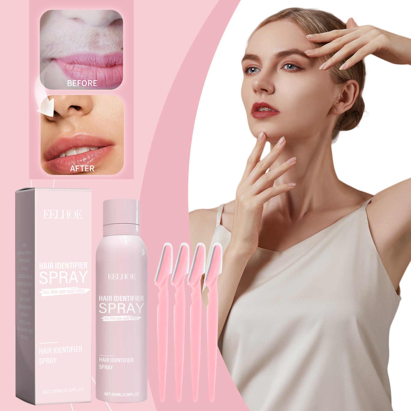 Spraj + 4 brisqe per depilimin e fytyres