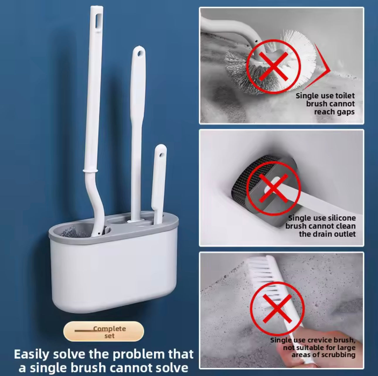 Set furca tualeti, x3 në ngjyrë gri