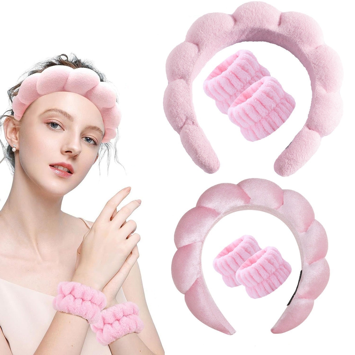 Set Headband & Wristband për Makeup dhe Pastrimin e Fytyrës
