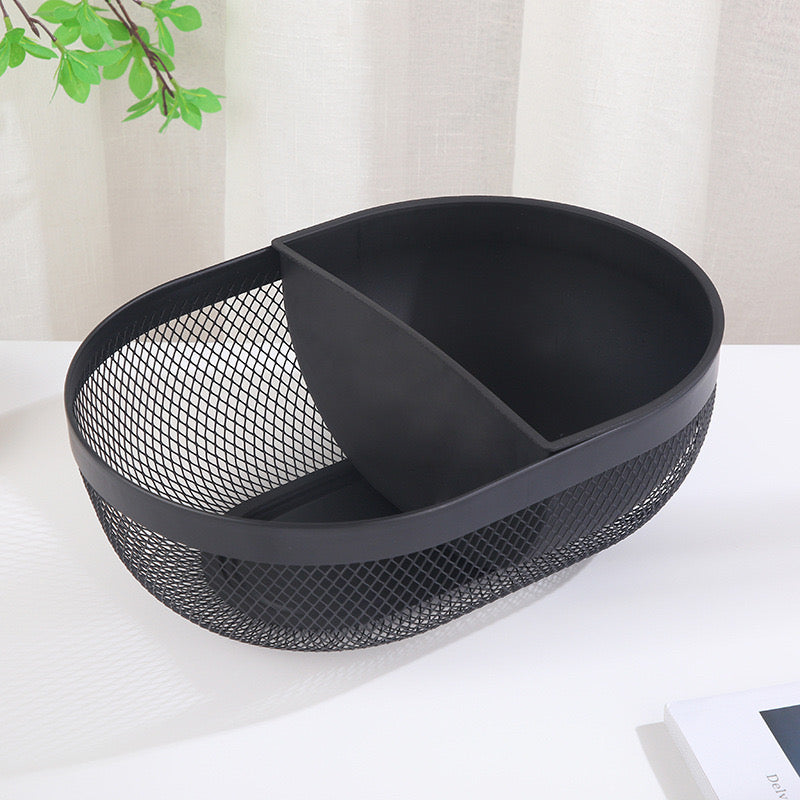 Shportë metalike + plastike me 2 ndarje, formë vezake