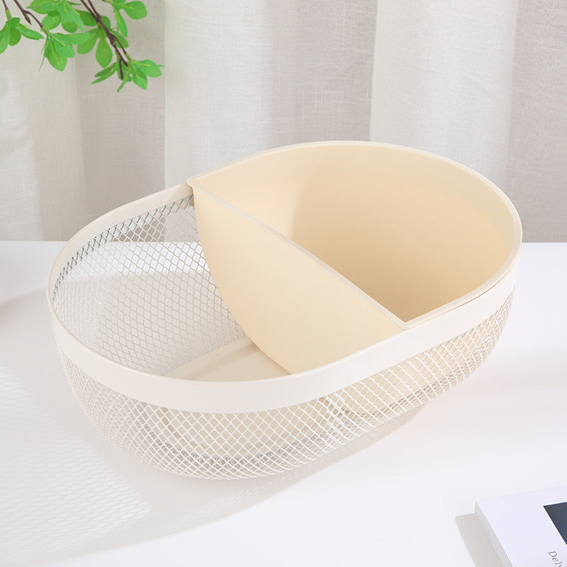 Shportë metalike + plastike me 2 ndarje, formë vezake