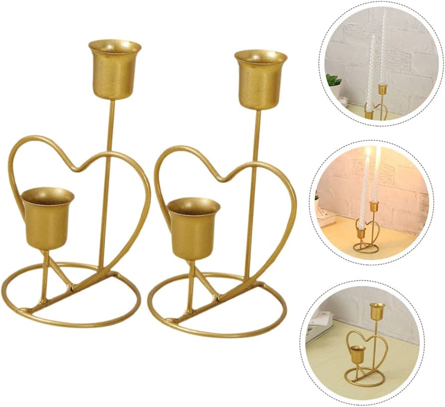 Mbajtëse metalike gold në formë zemre me 2 vende