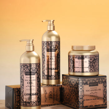 Shampo, zbutës dhe maskë flokësh nga Keratine Queen “Macadamia Oil”