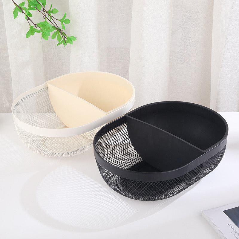 Shportë metalike + plastike me 2 ndarje, formë vezake