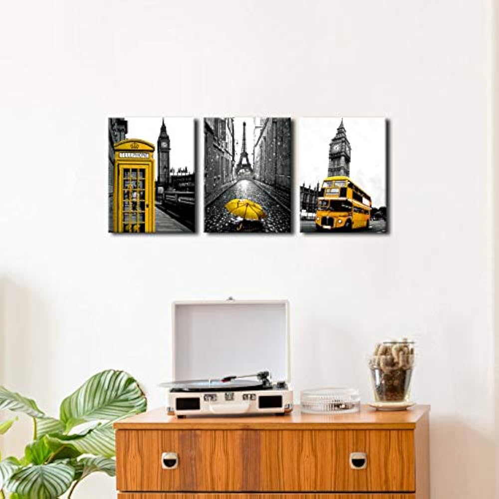 Kanavasë me foton e Londrës në ngjyrë të verdhë