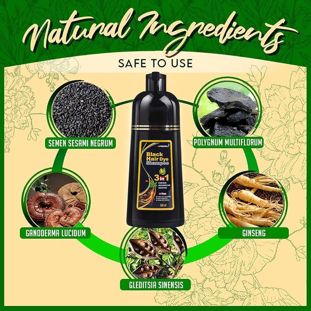 Shampo color me efekt zbutës për flokët 3-në-1 ngjyrë e zezë