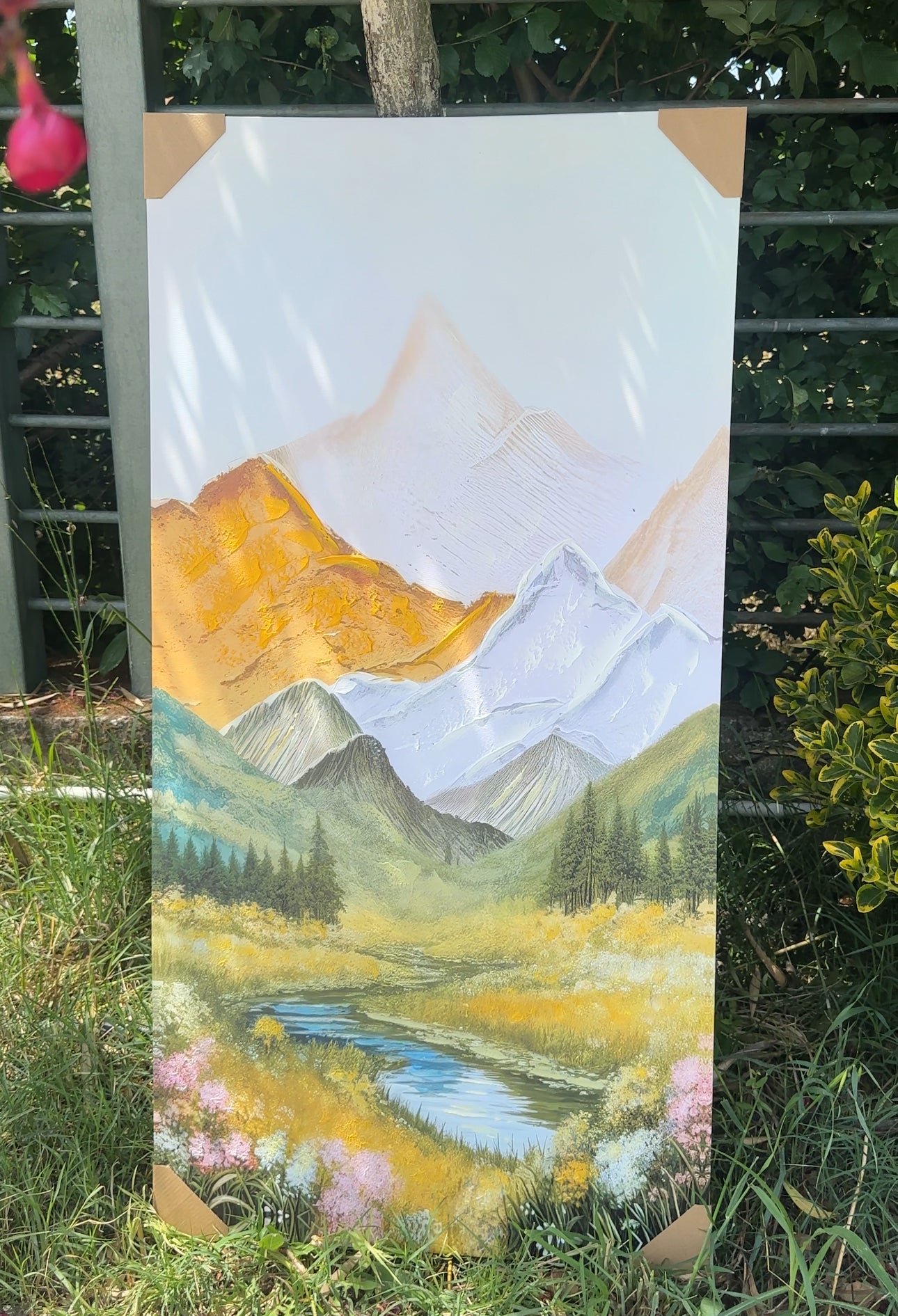 Kanavace me natyrë të pikturuar me nuanca të verdha