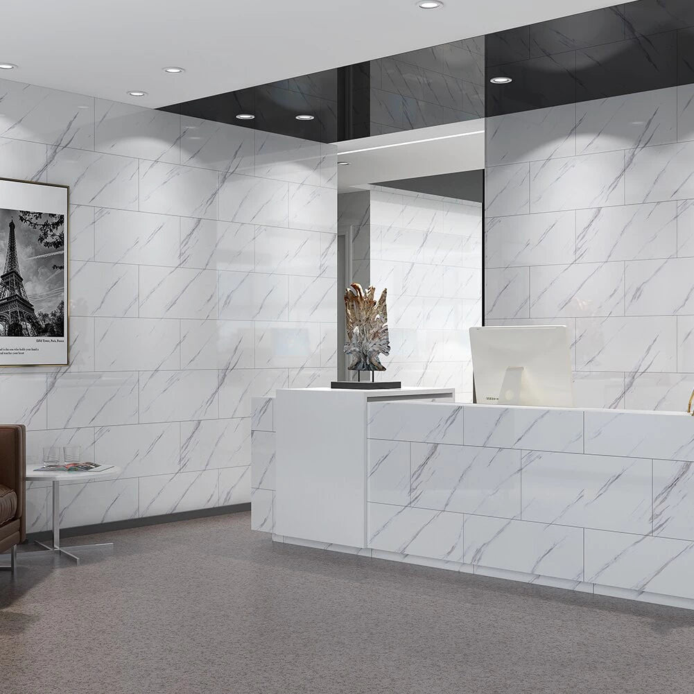 Stiker mural me dizenjo mermeri me nuanca të lehta 30 cm x 60 cm