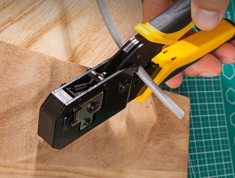 Pinca për prerje kabujsh dhe ngjitje konektorësh, rrjeti 4-6 dhe 8 pin per ip