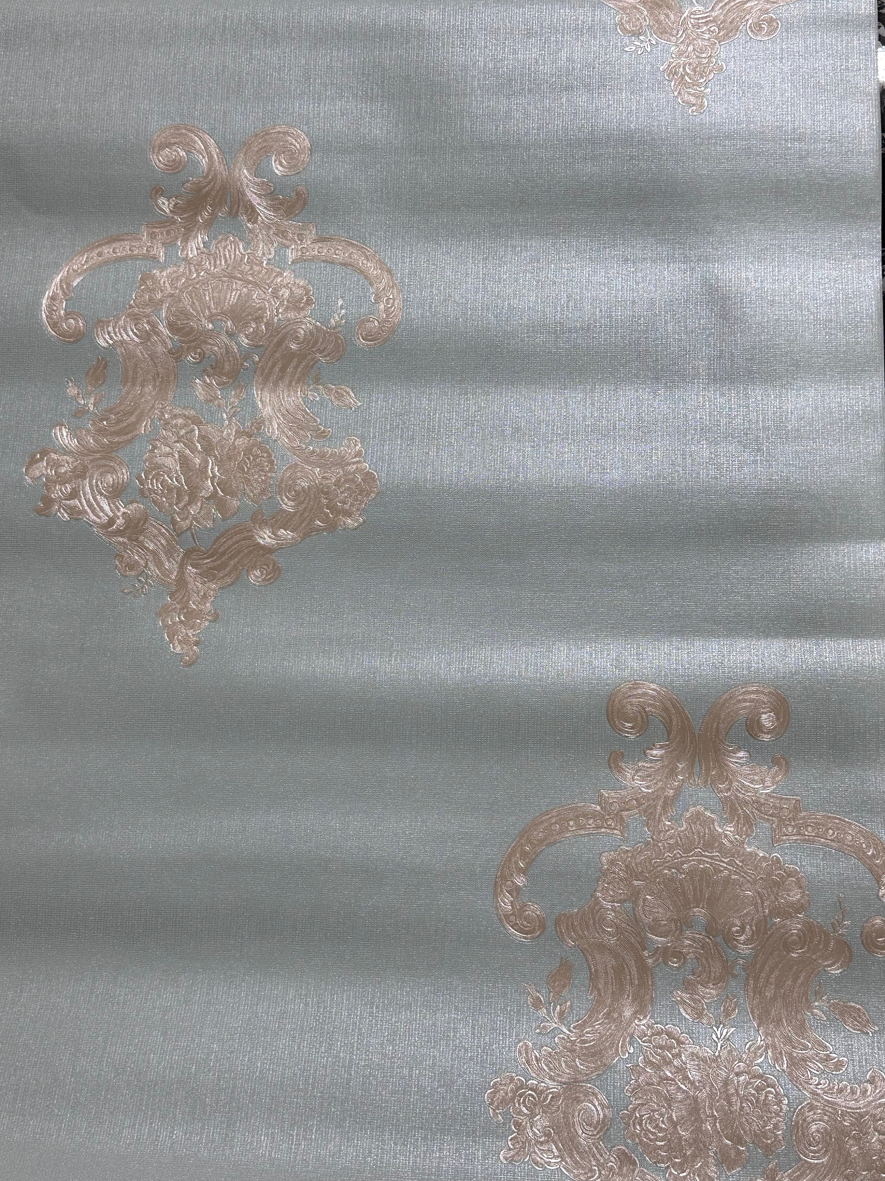 Letër muri blu me shkëlqim dhe detaje blu