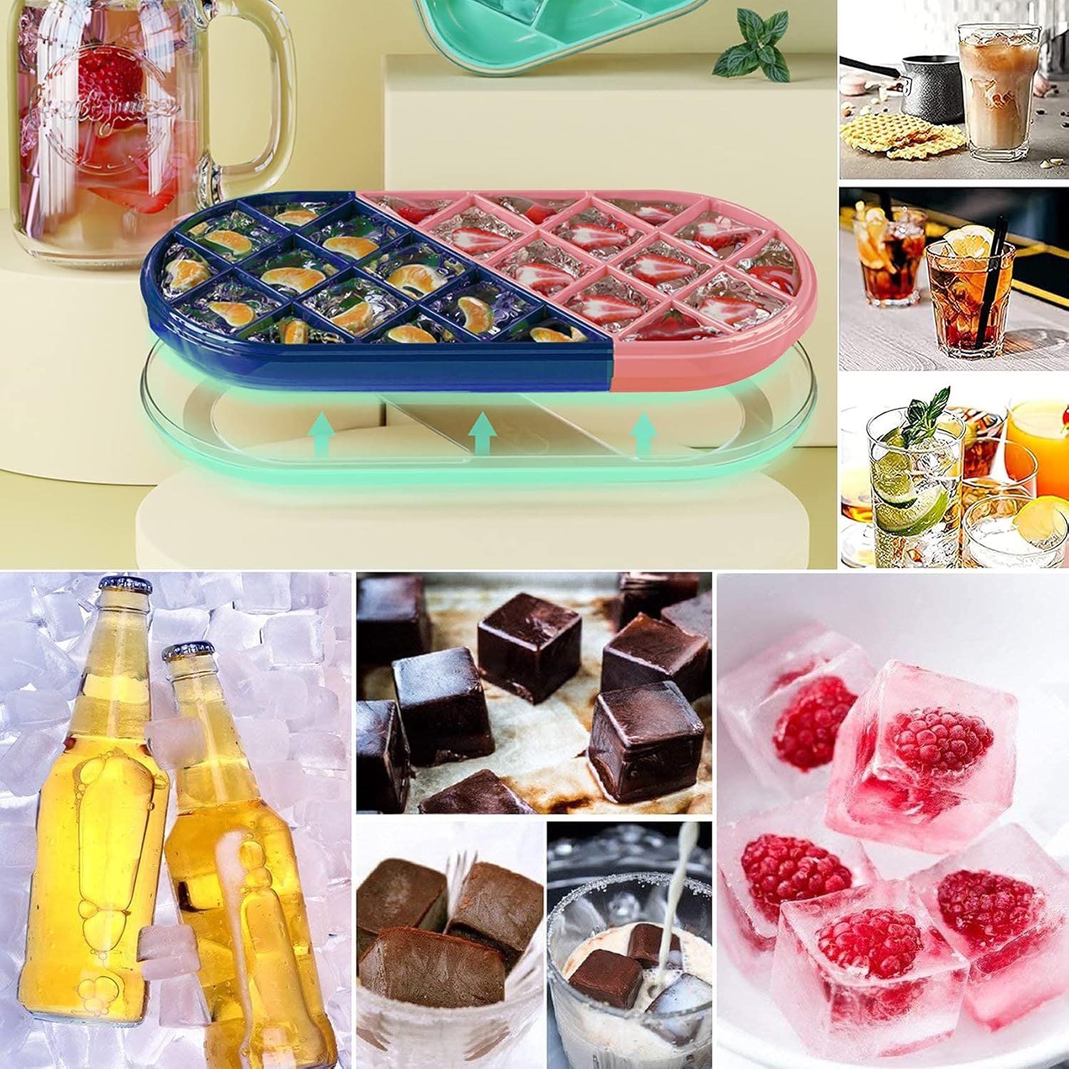 Formë akulli me mbajtëse e kapak transparent, formë trapez