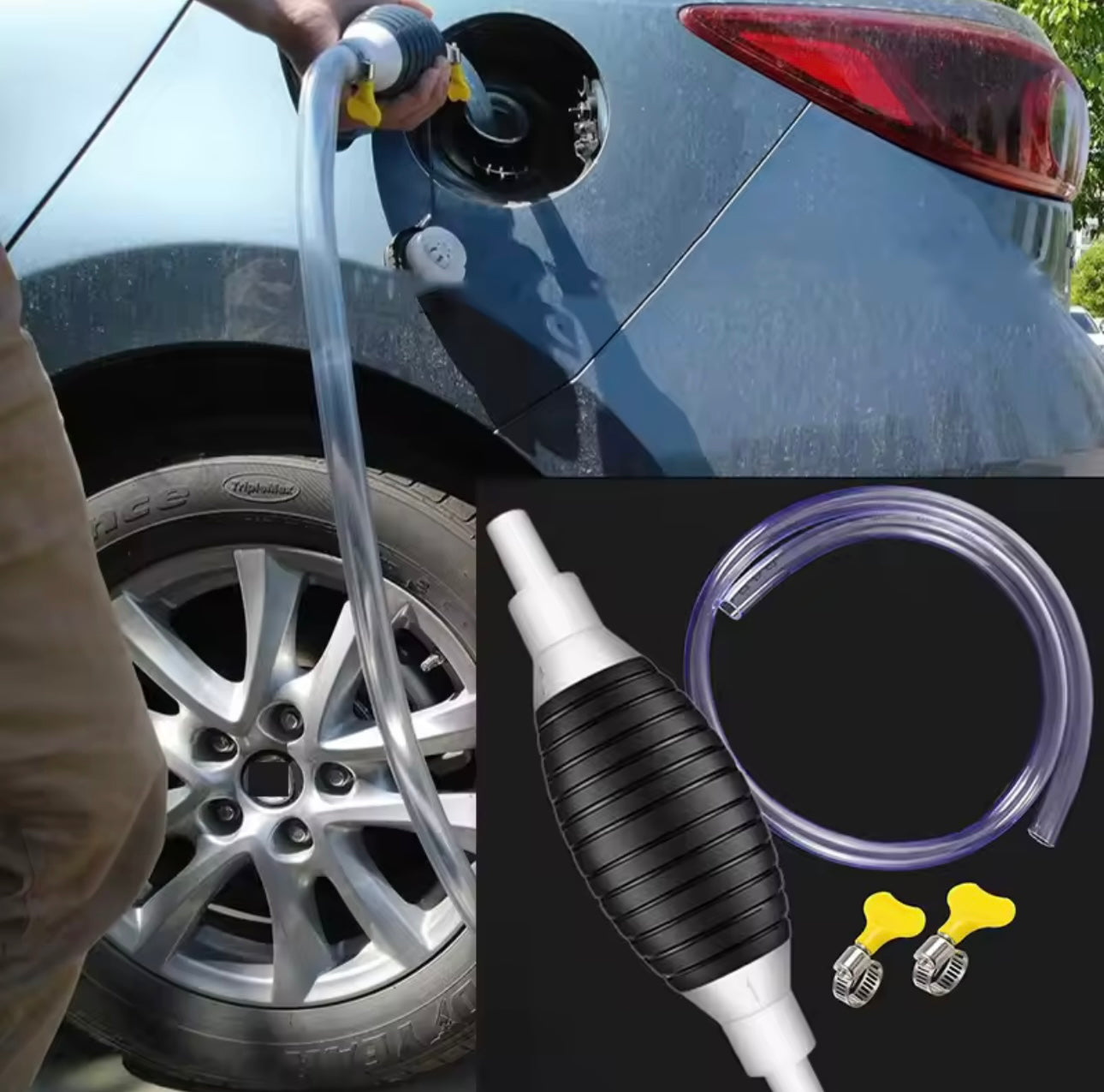 Pompë manuale lëngjesh, në ngjyrë të zezë dhe transparente