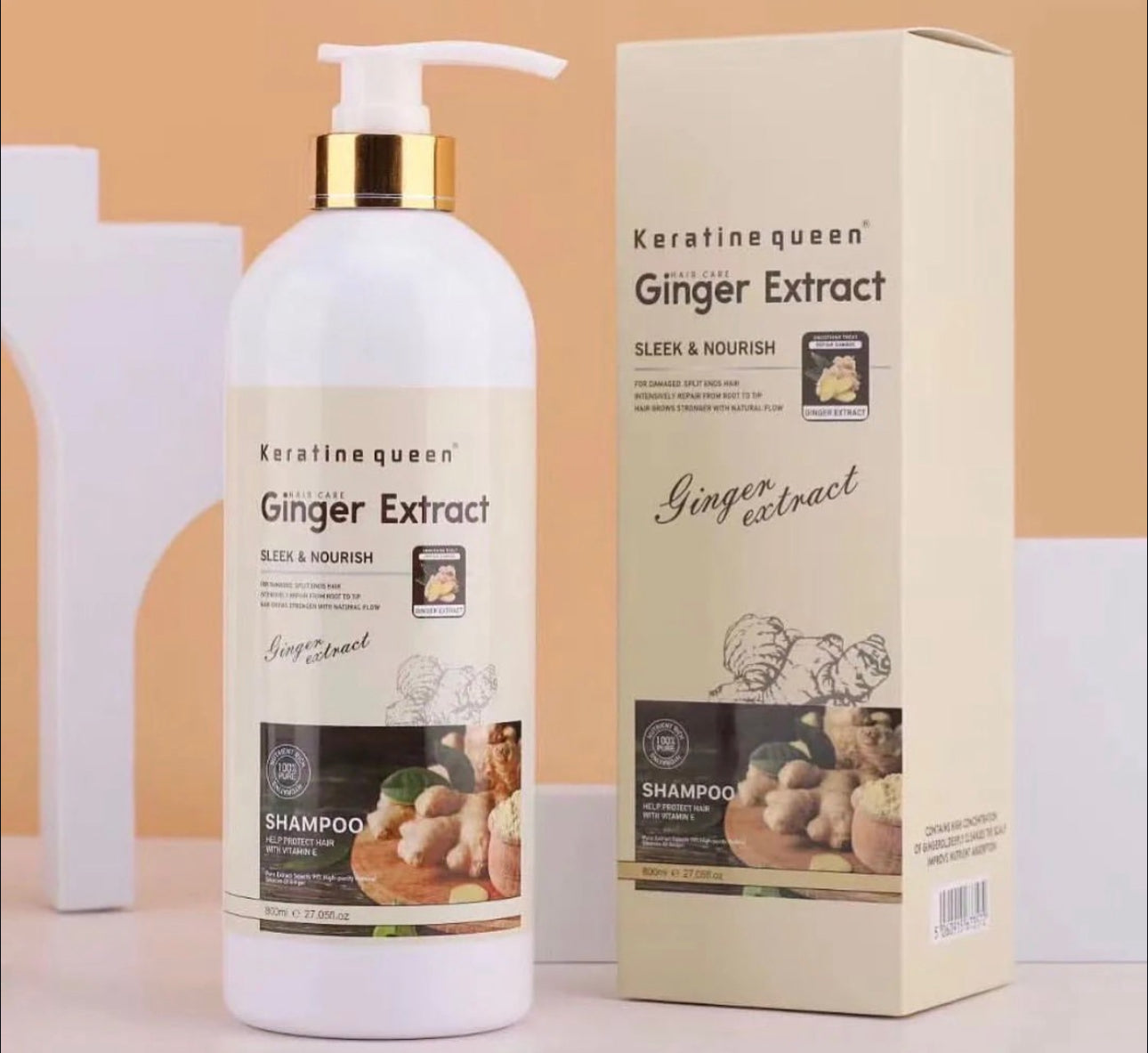 Shampo, balsam, vaj me xhinxher për flokë Keratine Queen