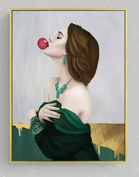 Pikturë me kornizë gold me figurë gruaje