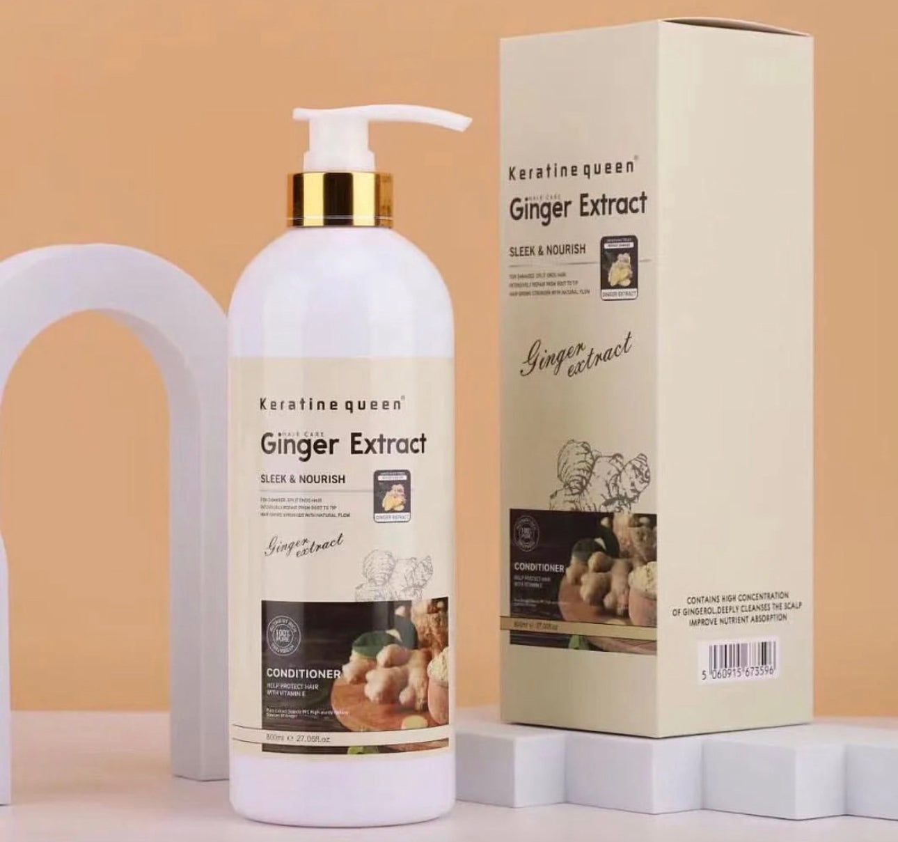 Shampo, balsam, vaj me xhinxher për flokë Keratine Queen