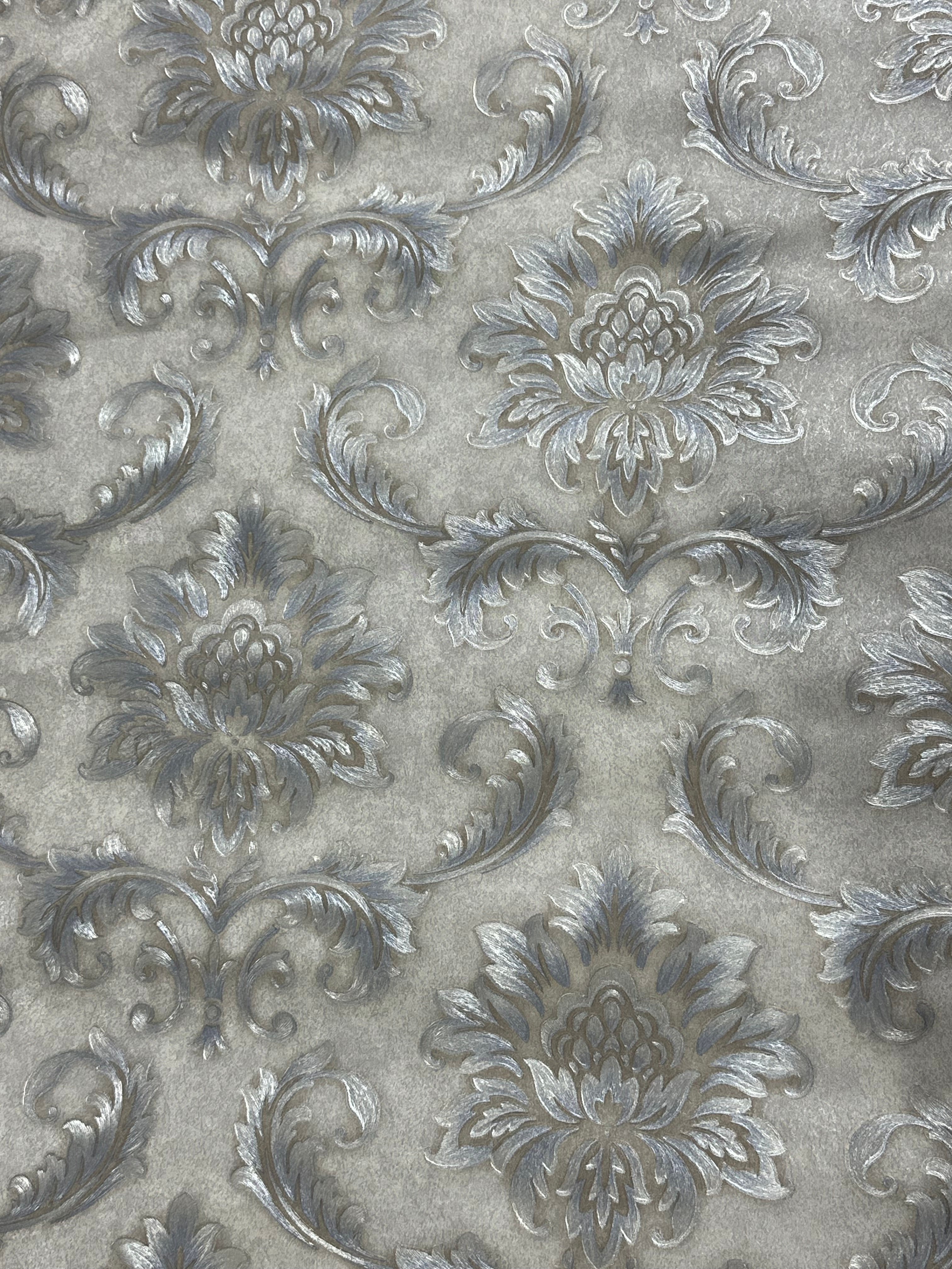 Letër muri stik klasik ngjyrë gri me detaje blu