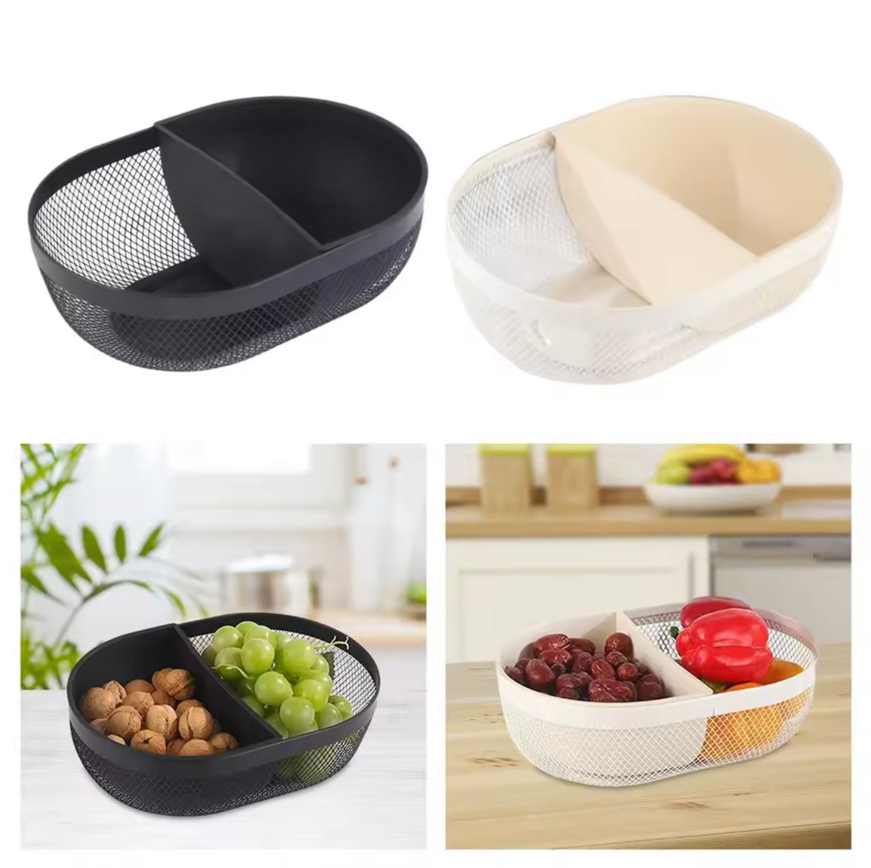 Shportë metalike + plastike me 2 ndarje, formë vezake