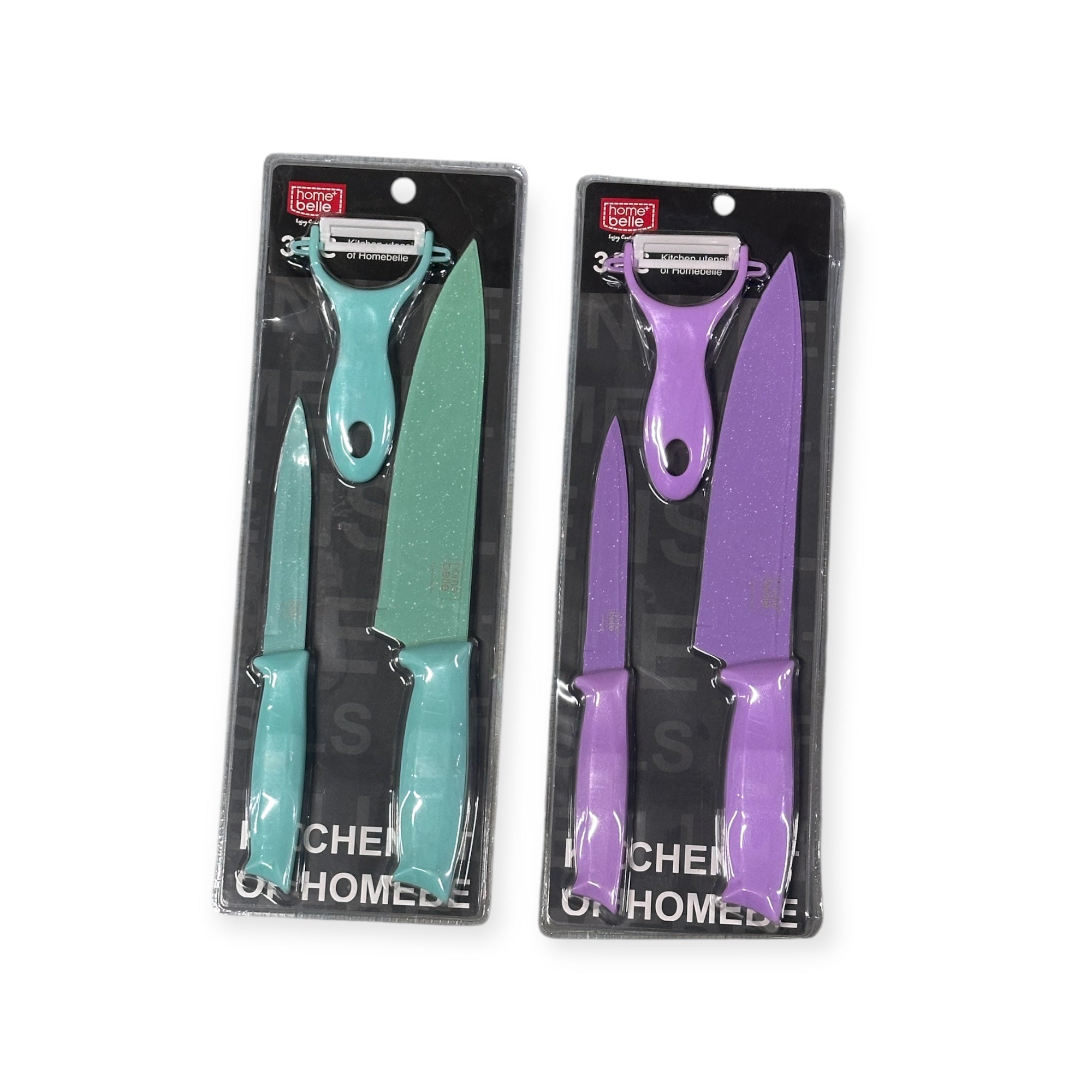 Set me 3 pjesë: 2 thika të madhësive të ndryshme dhe qëruese perimesh