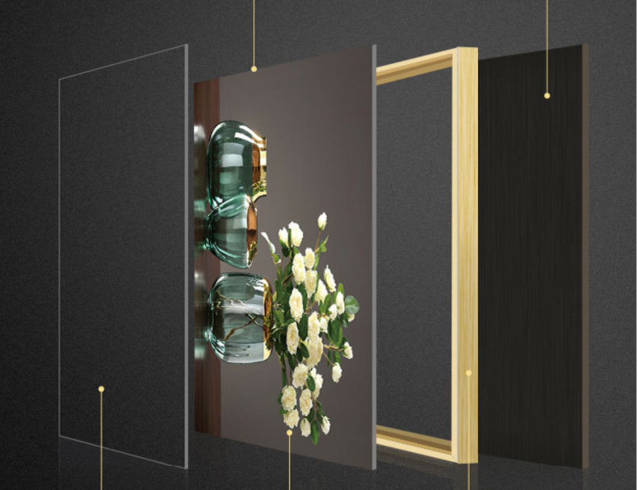 Pikturë me kornizë gold me motive lulesh