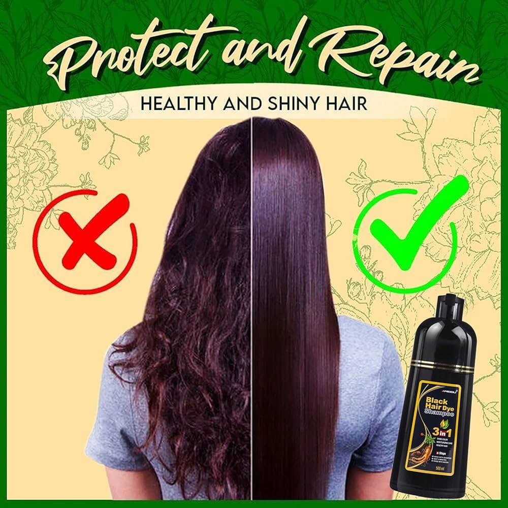 Shampo color me efekt zbutës për flokët 3-në-1 ngjyrë e zezë