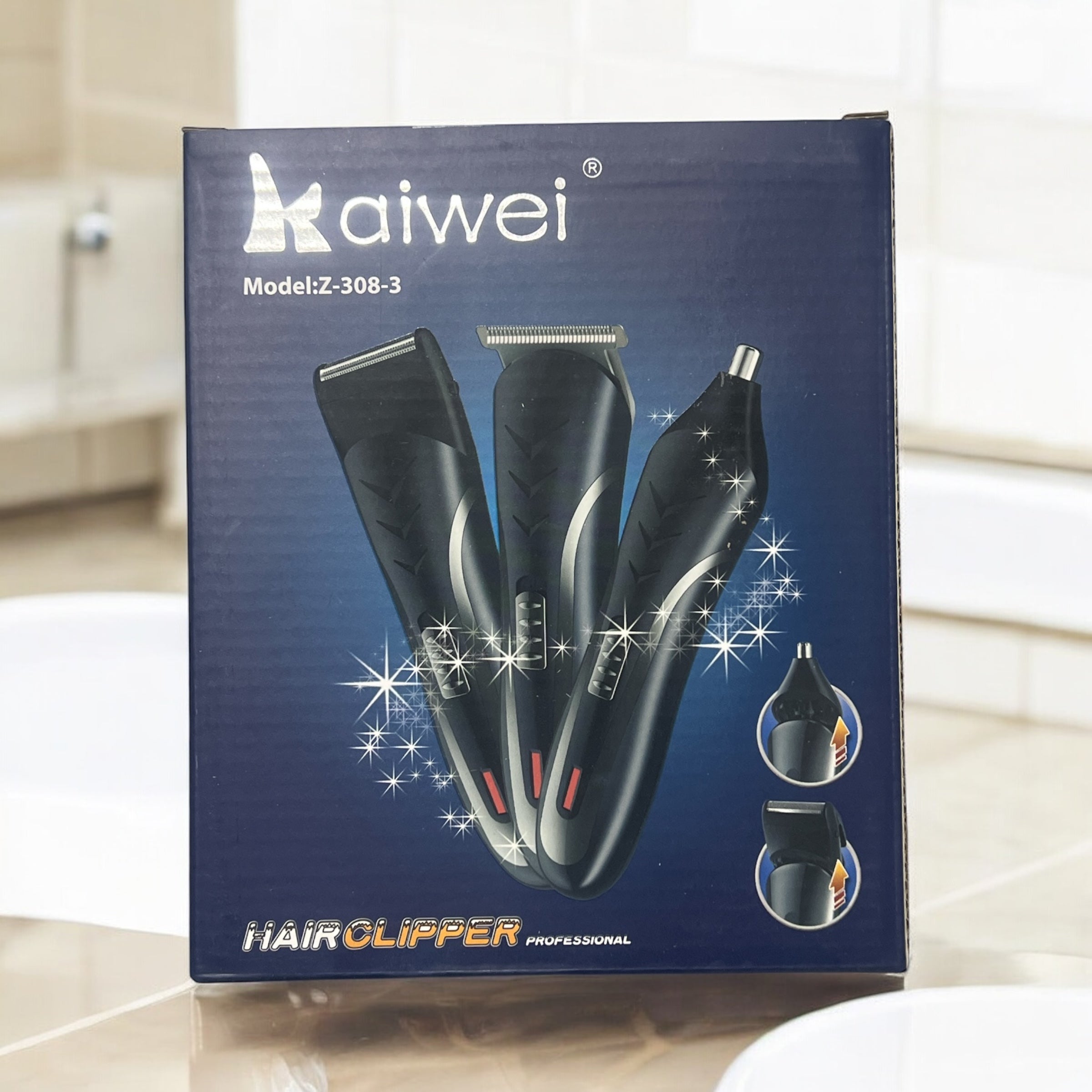 Set me makinë rroje dhe qethjeje për meshkuj, profesionale Kaiwei