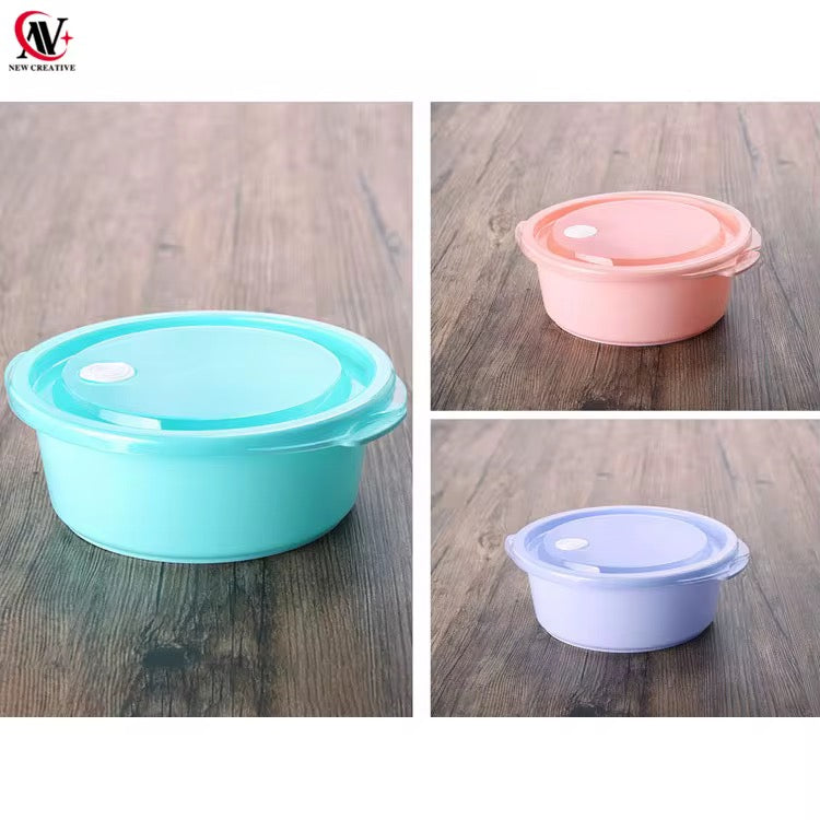 Set me 3 tasa rrethor të vegjël me kapak me vakum në ngjyra pastel