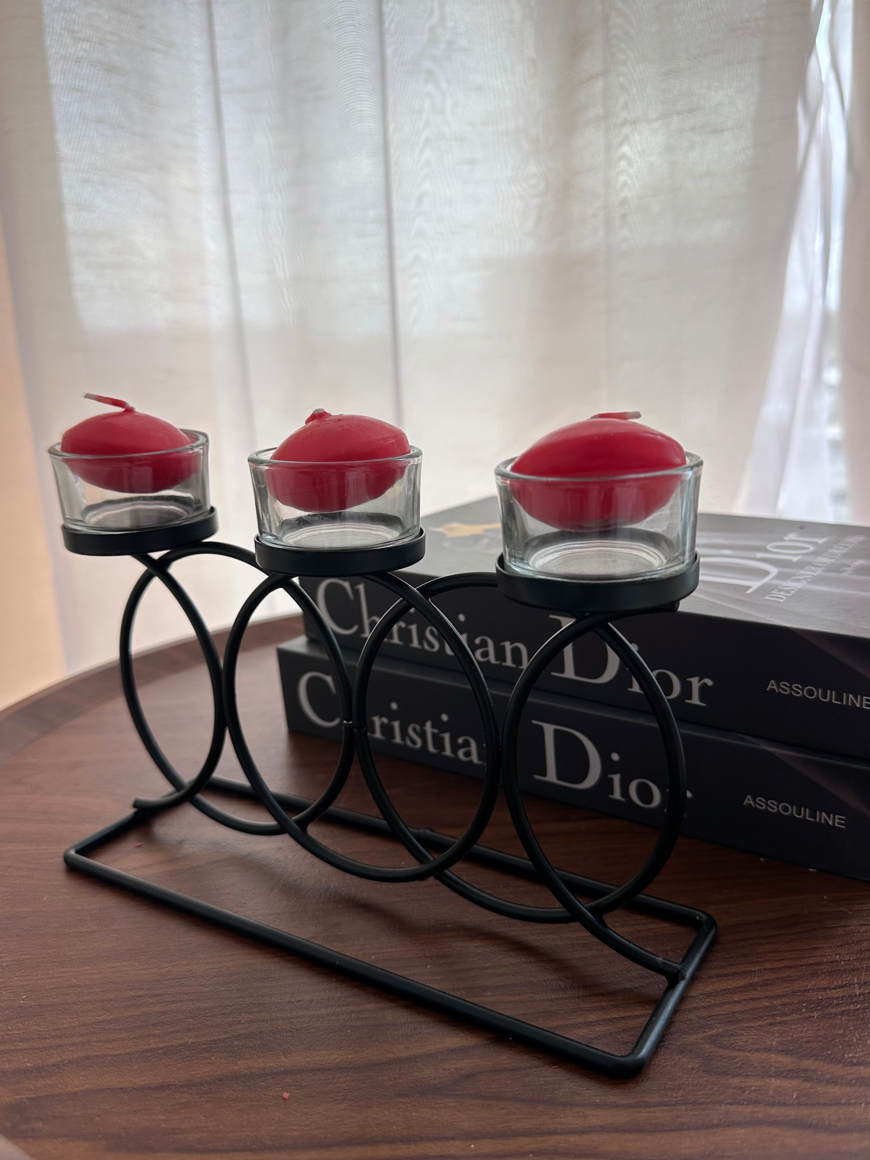 Mbajtëse metalike rrethore me 3 mbajtëse qelqi